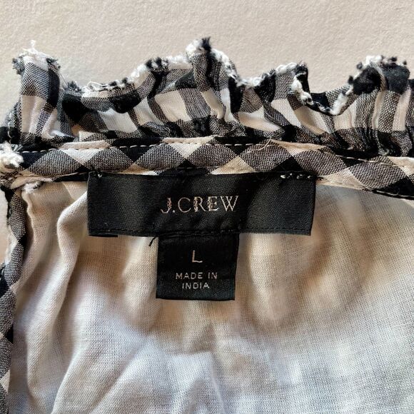 J.Crew Women's Daisy-Chain Peplum Top in Gingham in Black & White - Size L - Picture 8 of 15